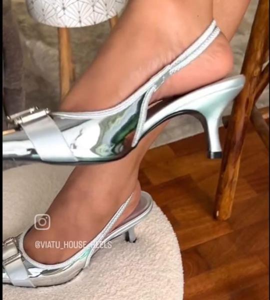 Slingback buckle heels