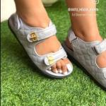 Quilted double buckle sandals